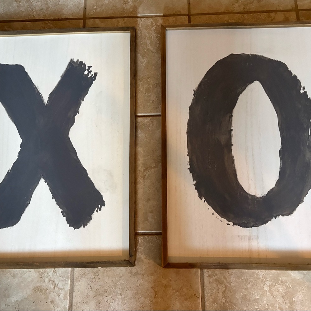 Original Hand Painted XO Wood Wall Art Set